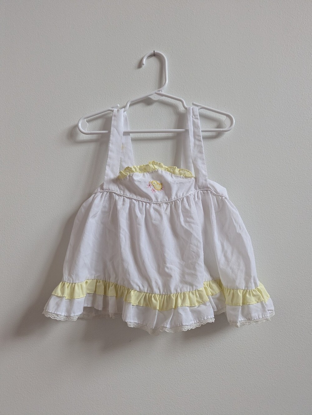 Vtg Handmade Top 2-3T White Chicken Summer